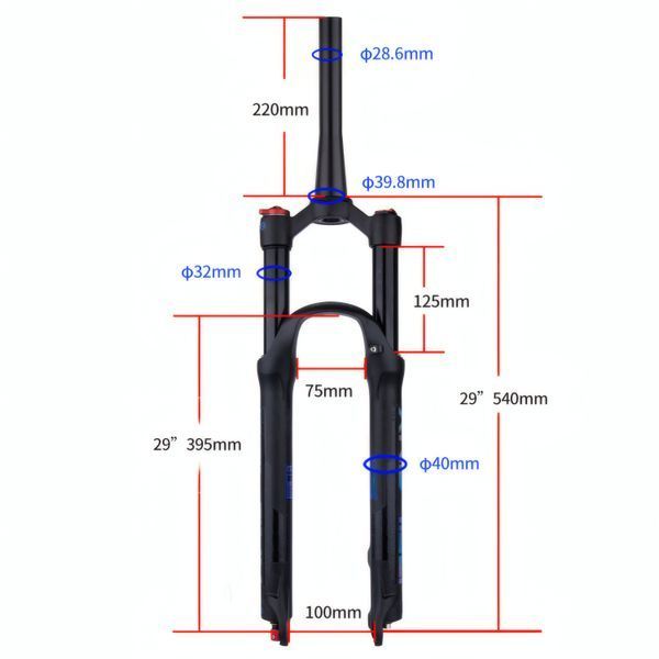 Воздушная вилка 29&Prime; Bolany Solo Air ZLA006-К, ход 120 мм, конусный шток, Lockout, Rebound, чёрная BOL-29TAP фото