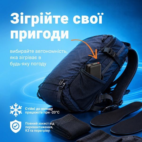 Акумулятори з Bluetooth-керуванням WSW-DR18L для рукавичок, шкарпеток та устілок із підігрівом, 5000 мА&middot;год, 4 режими, 2 шт. WSW-DR18L фото