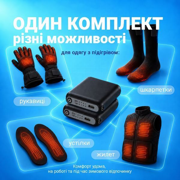Акумулятори з Bluetooth-керуванням WSW-DR18L для рукавичок, шкарпеток та устілок із підігрівом, 5000 мА&middot;год, 4 режими, 2 шт. WSW-DR18L фото
