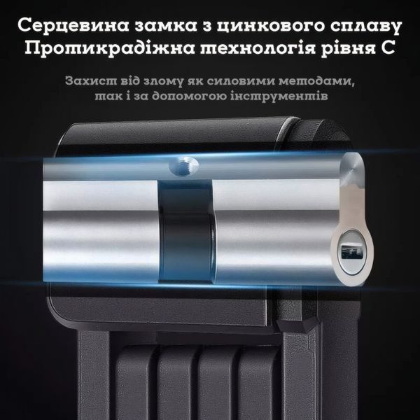 Складаний замок West Biking MiniLock 80 см сегментний, з ключем, сталь, чорний WB-M-Lock фото