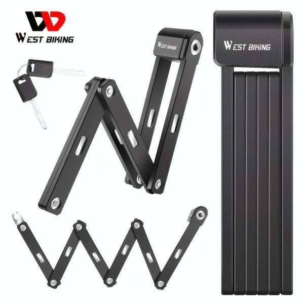 Складаний замок West Biking MiniLock 80 см сегментний, з ключем, сталь, чорний WB-M-Lock фото