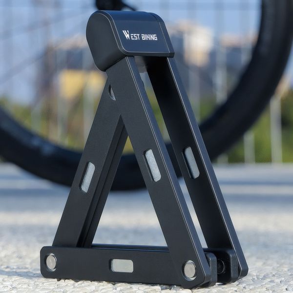Складаний замок West Biking MiniLock 80 см сегментний, з ключем, сталь, чорний WB-M-Lock фото
