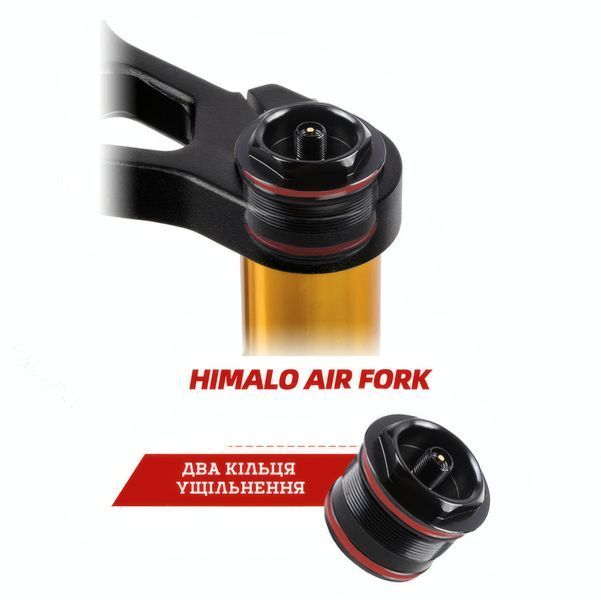 Воздушная вилка Himalo 20&Prime; для фэтбайка, Disc, прямой шток 1-1/8&Prime;, Lock-out и Rebound &mdash; чёрная HML-20-FAT-130 фото