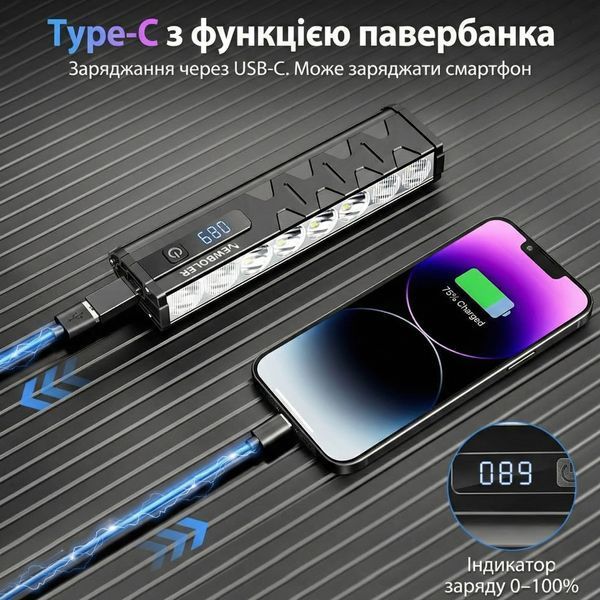 Велофара NEWBOLER LIG010 с аккумулятором 10000 mAh, 8 светодиодов P9, 10000 Lumen, дисплей, PowerBank, IPX5 NB-LIG010-8LED фото