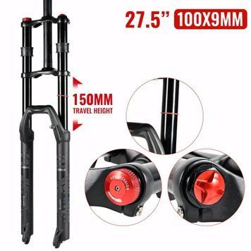 Двухкоронная вилка NanLio 27.5&Prime; для MTB, прямой шток, QR 9&times;100 мм, ход 150 мм, чёрная NL-DK-QR9-27.5 фото