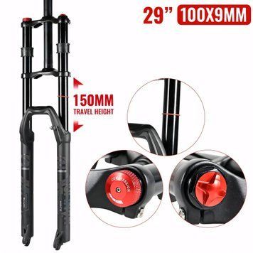Двухкоронная вилка NanLio 29&Prime; для MTB, прямой шток, QR 9&times;100 мм, ход 150 мм, чёрная NL-DK-QR9-29 фото