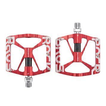 Велосипедні педалі ROCKBROS K307T 9/16" алюмінієві на підшипниках MTB платформи з шипами, червоні RB-K307T-BLK фото