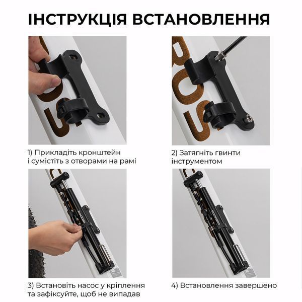 Велосипедный мининасос Rockbros RY-MP2821B с манометром 120 PSI, для клапанов AV/FV (Schrader, Presta), с креплением на раму RB-P120PSI-BLK фото