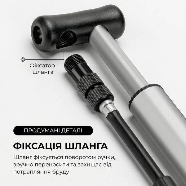 Велосипедный мининасос Rockbros RY-MP2821B с манометром 120 PSI, для клапанов AV/FV (Schrader, Presta), с креплением на раму RB-P120PSI-BLK фото