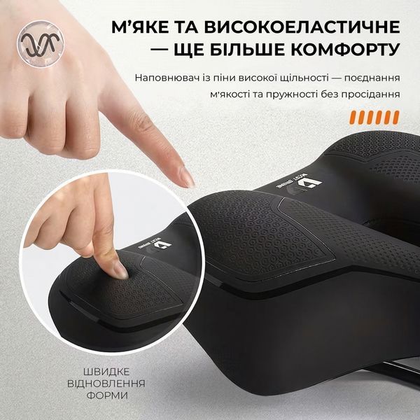Широкое велосипедное седло WEST BIKING YP0801151 Leisure Wide с амортизацией и вентиляционным вырезом, черное WB-LWD-BLK фото