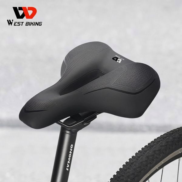 Широкое велосипедное седло WEST BIKING YP0801151 Leisure Wide с амортизацией и вентиляционным вырезом, черное WB-LWD-BLK фото
