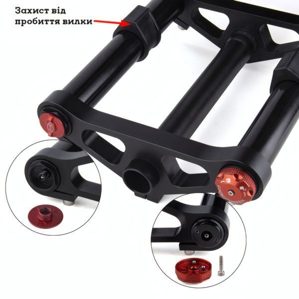 Двухкоронная воздушная вилка Bolany 26&Prime; для фэтбайка, ход 140 мм, Disc, прямой шток 1-1/8&Prime;, QR 9 мм, для e-bik BOL-SNA255-DK фото