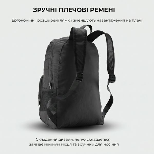 Складной рюкзак Rockbros H10-BK 18 л водоотталкивающий нейлоновый черный RB-H10-BLK фото