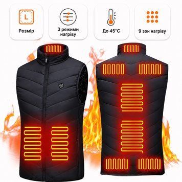 Термо жилетка с подогревом Baesan HV09 от PowerBank USB, 9 зон подогрева, размер L HV09 фото