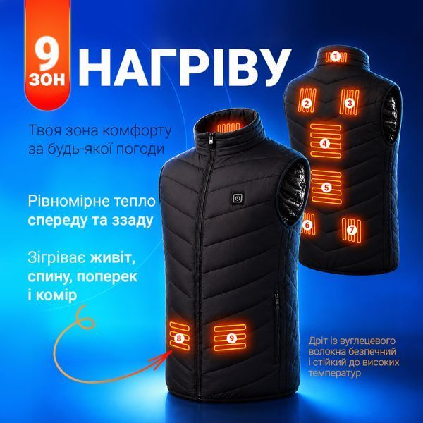 Термо жилетка з підігрівом Baesan HV09 від PowerBank USB, 9 зон підігріву, розмір L HV09 фото